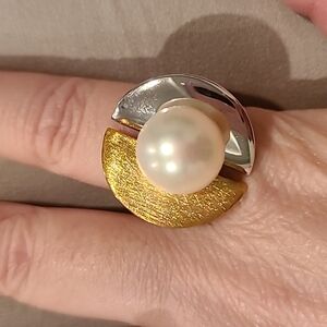 Pearl sterling silver gold vermeil ring